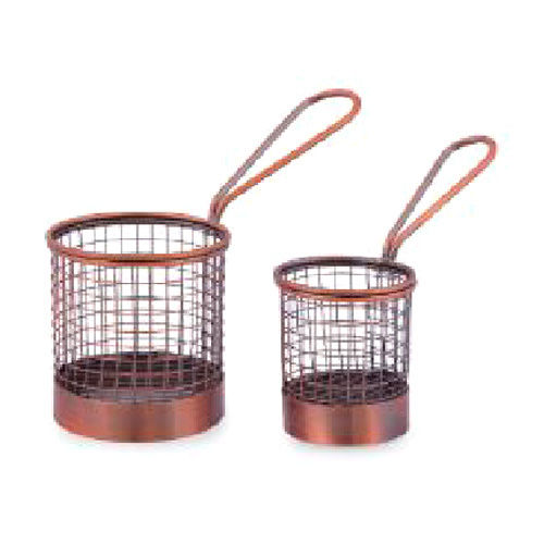 Round  Antique Copper Mini Serving Basket - Feature: Rust Proof