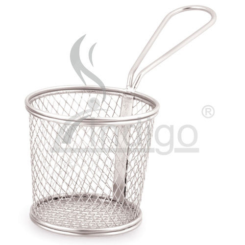 Round Electro Polish Mini Serving Basket - Color: Silver