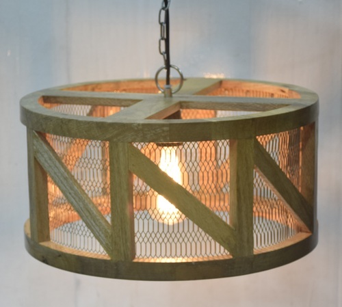16 Inch Wooden Frame Light Pendant