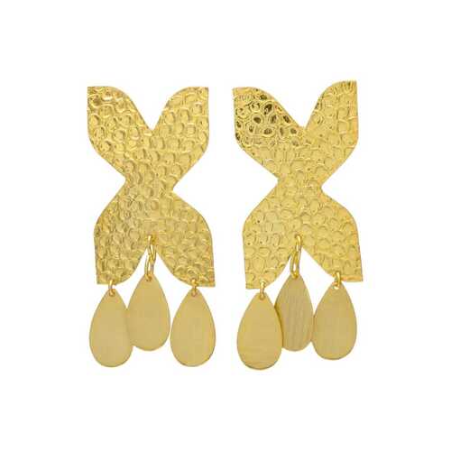 Designer golden disc woman earring