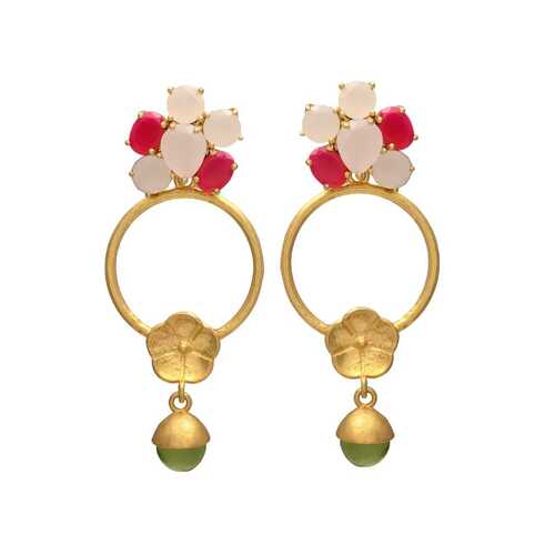 Handmade Gemstone Jhumki woman earring