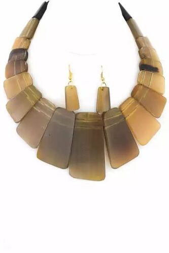 women horn necklace and earring set