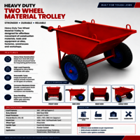 Industrial Wheel Barrow - Mild Steel, 20x20x30 Inch, Green | 2-wheel, 2.5 Kg Capacity, Manual Control, 1 Year Warranty