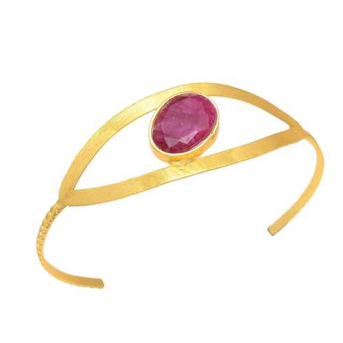 Gold plated cuff bracelet with unique Ruby hydra gemstones