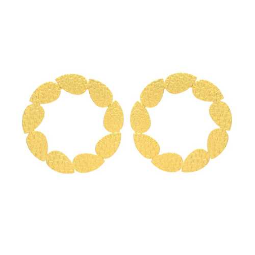 Woman Golden Round Stud Earring