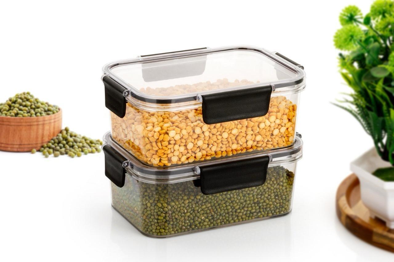 Plastic food Storage Container With Airtight Lid For Kitchen Set of 3