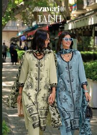Cotton Salwar Kameez - Cambric Cotton With Embroidery, Full Sleeves, Organza Dupatta With Digital Print