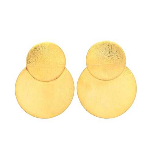 Golden disc circle earring