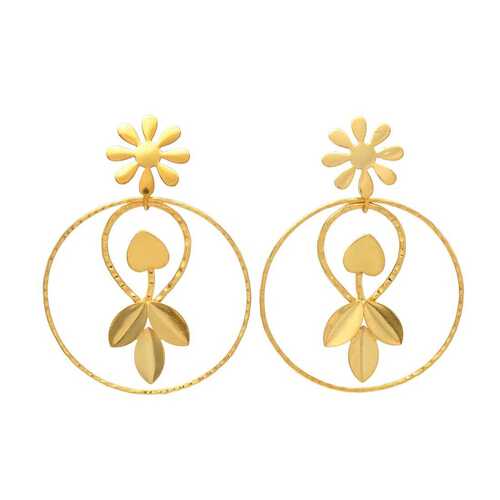 Golden Floral Hoop Earrings