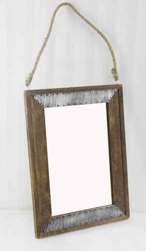 16 Inch Wall Mirror With Jute Handle