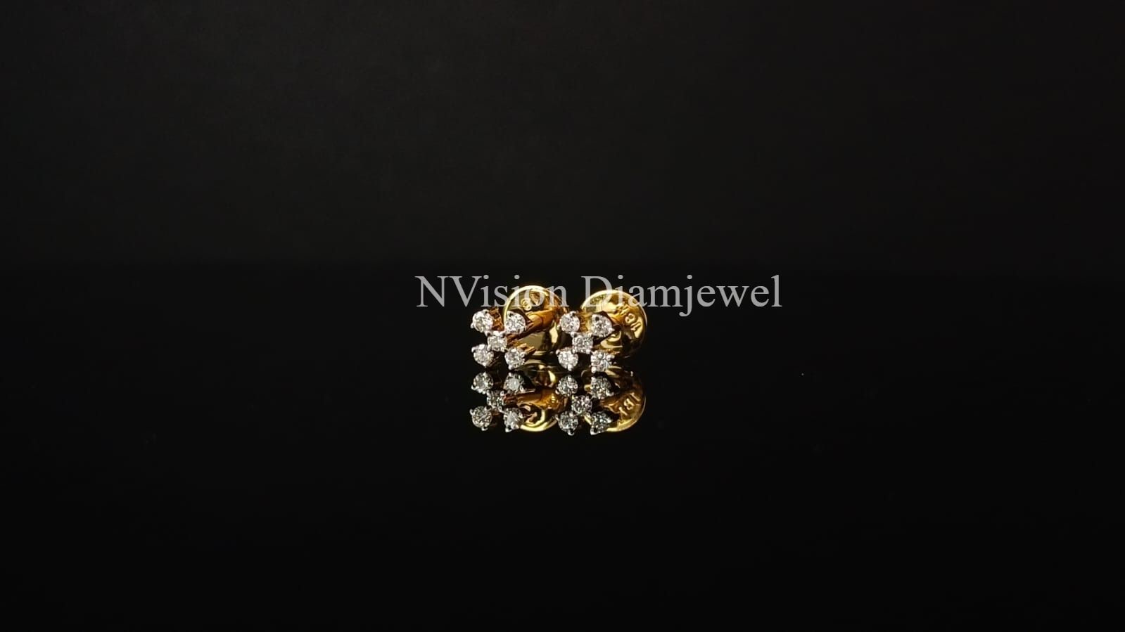 Natural Diamond Yellow Gold Baby Kids Earrings .