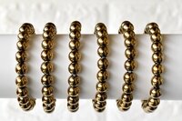 Golden Hematite Bracelet - 8mm Round Natural Gemstones | 7-7.5 Inch Adjustable Length, 30 Grams Weight