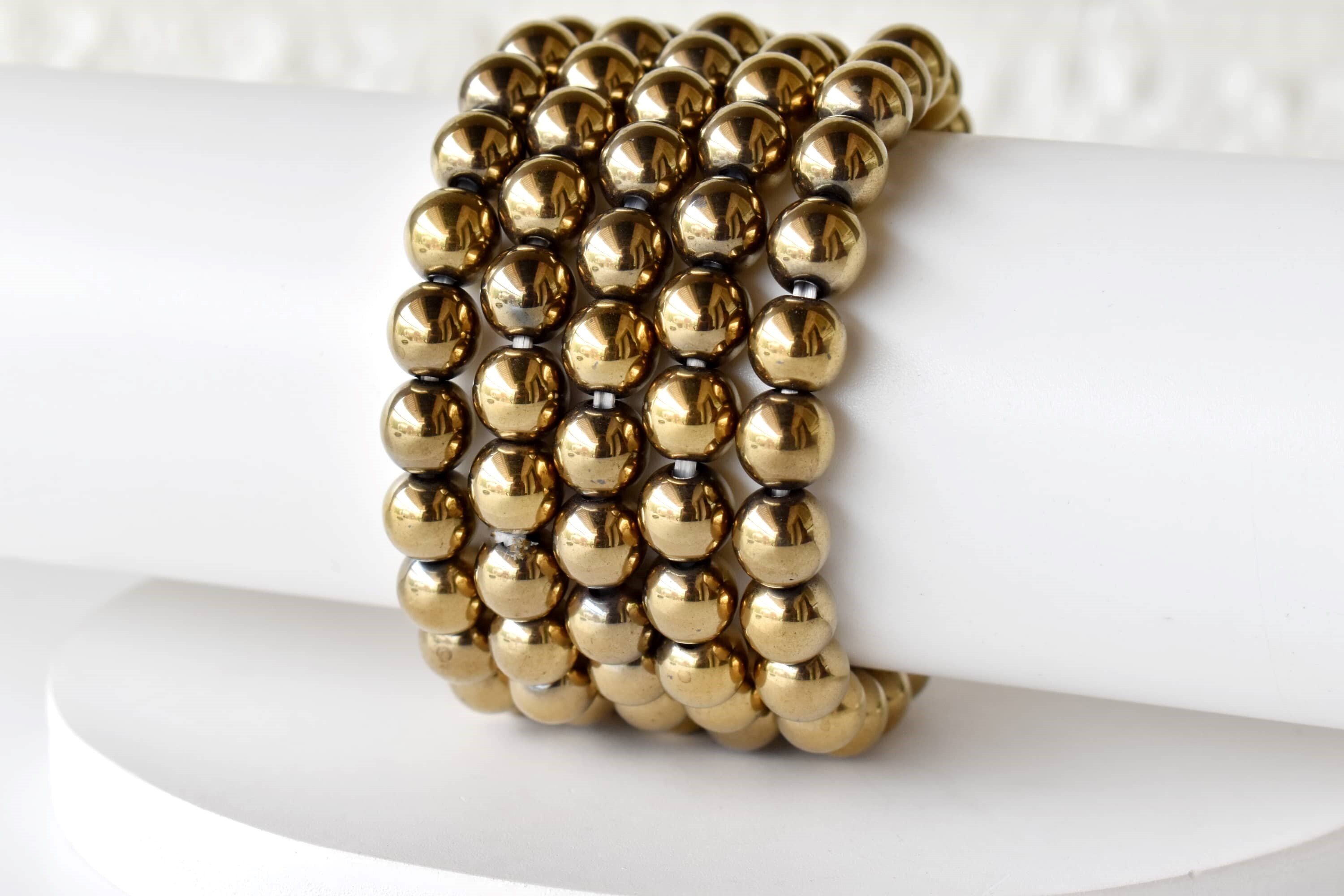 Golden Hematite Bracelet Crystal Beaded Bracelet