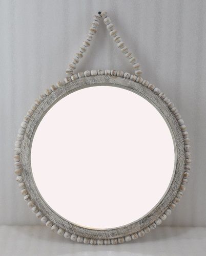 17 Inch Wooden Beads pedestal Mirror