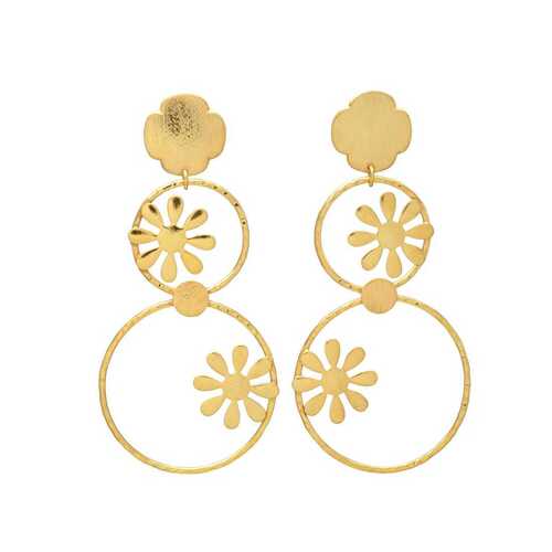 Statement Flower Golden Earrings