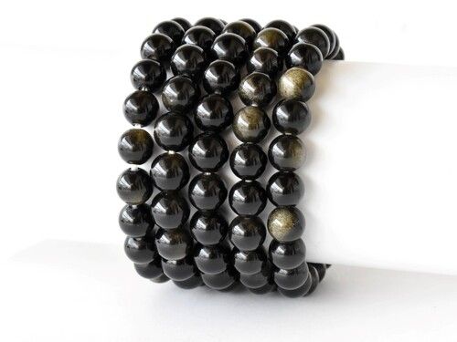 Golden Obsidian Bracelet, Beaded Gemstone Bracelet