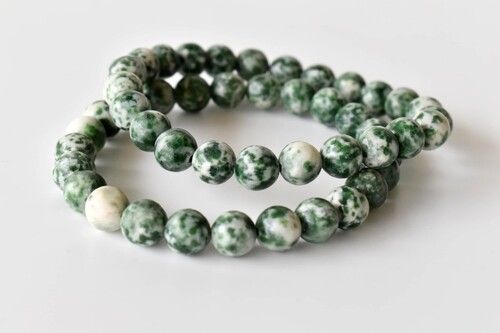 Green Spot Jasper Bracelet, Beaded Gemstone Bracelet