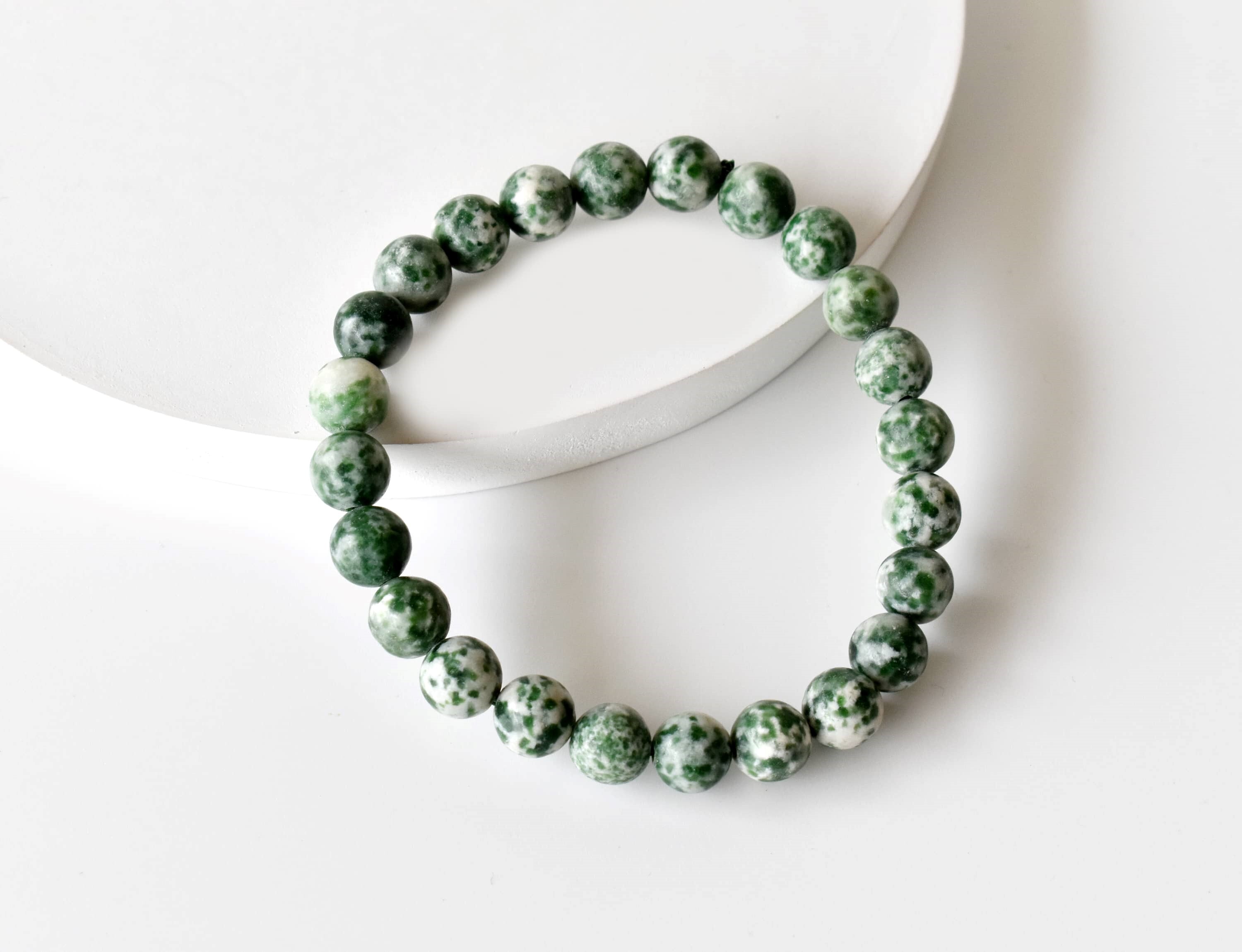 Green Spot Jasper Bracelet Crystal Beaded Bracelet