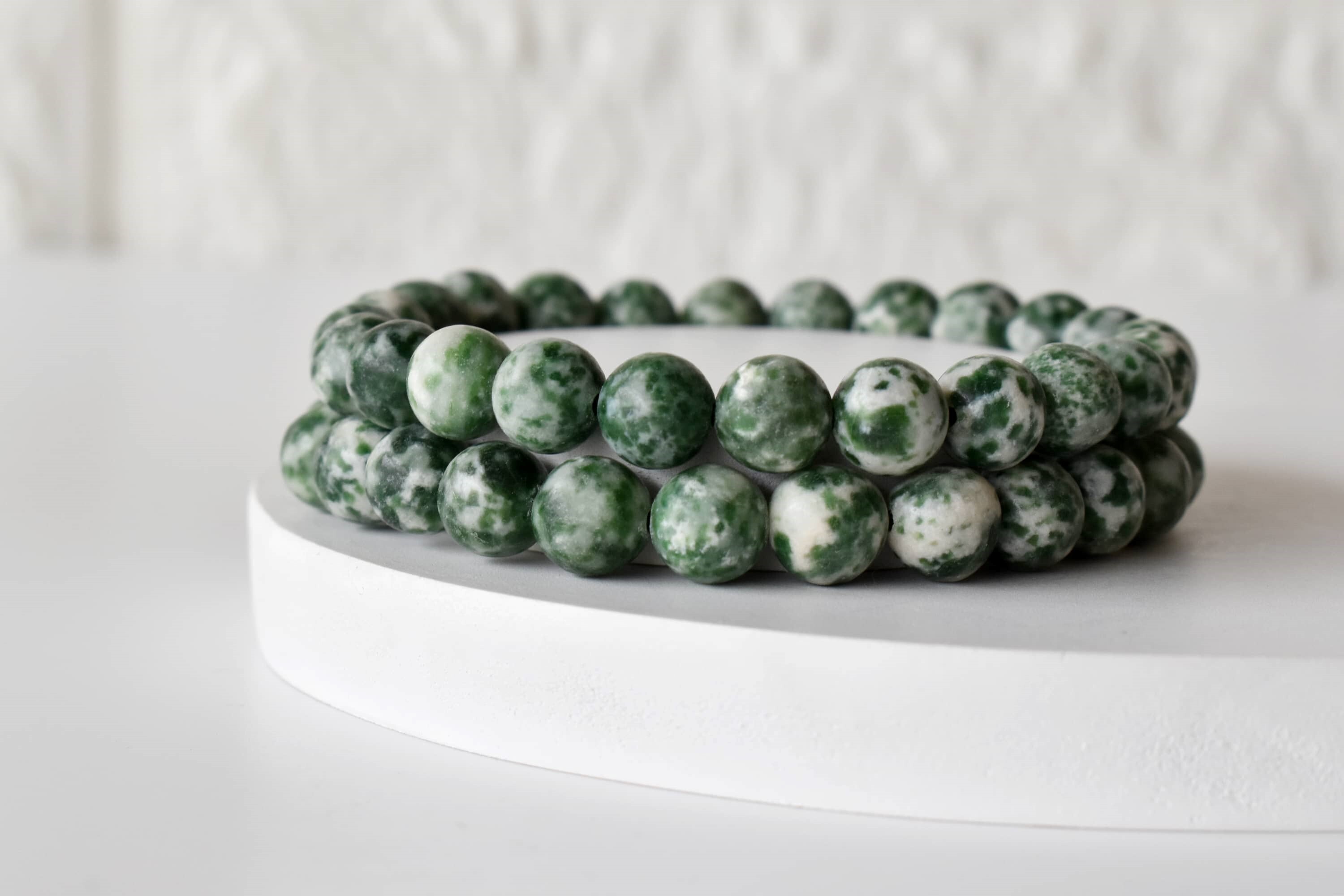 Green Spot Jasper Bracelet Crystal Beaded Bracelet