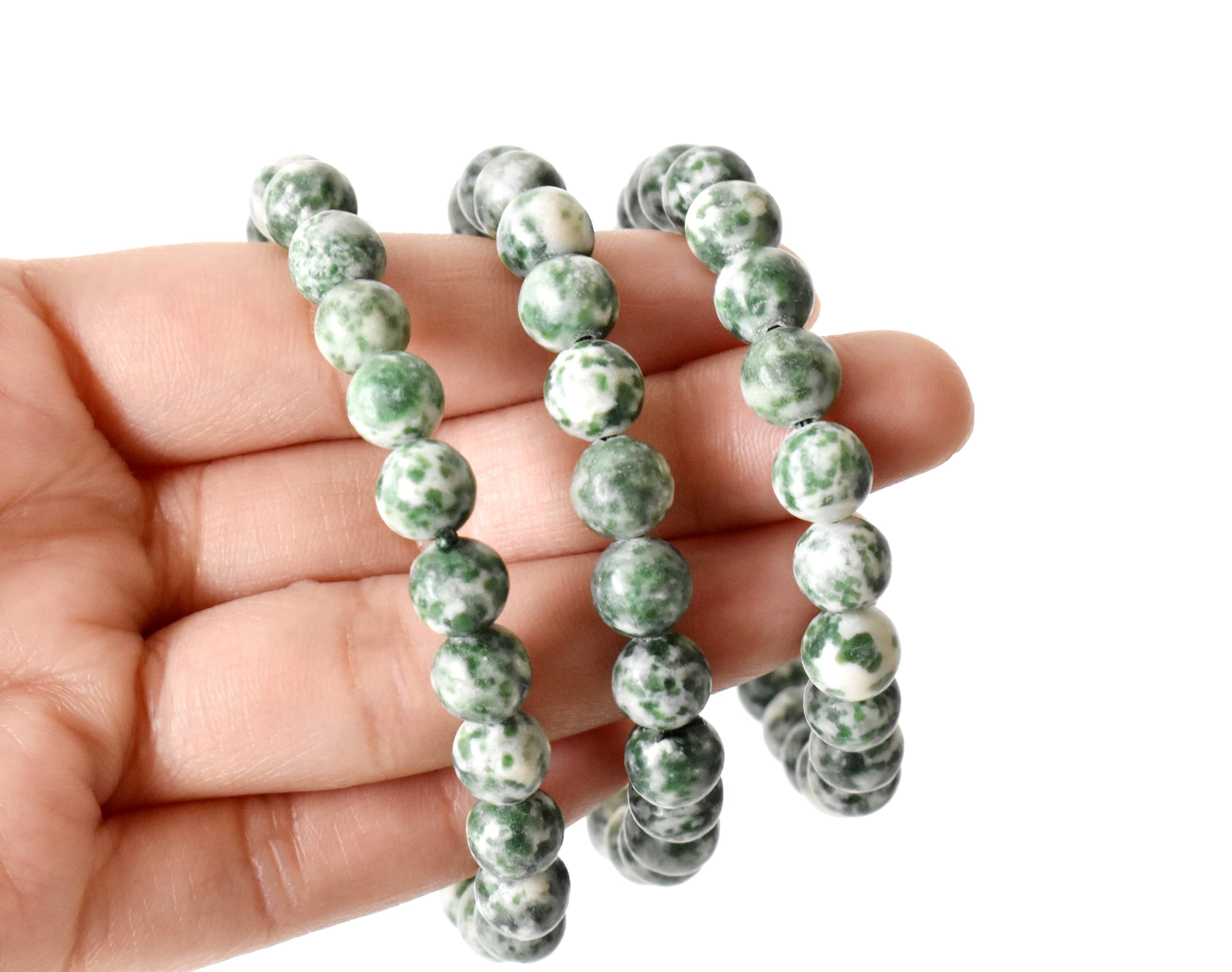 Green Spot Jasper Bracelet Crystal Beaded Bracelet