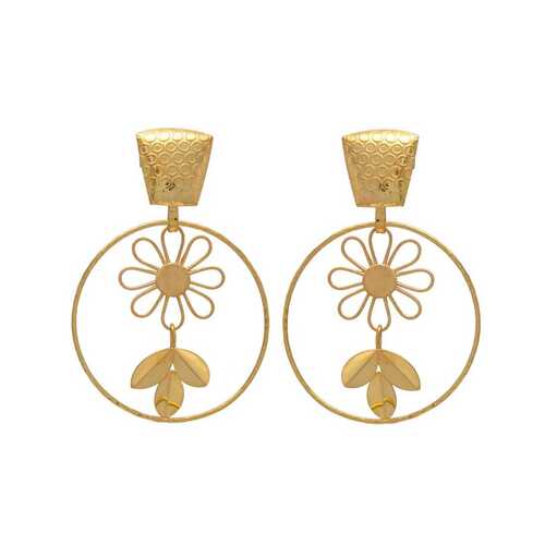 Beautiful woman floral and leaf earring set