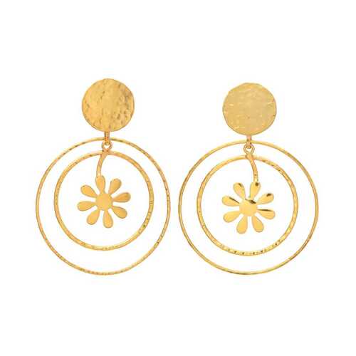 Beautiful woman circular floral earring set