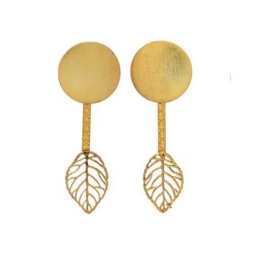 Handmade woman golden long leaf earring set