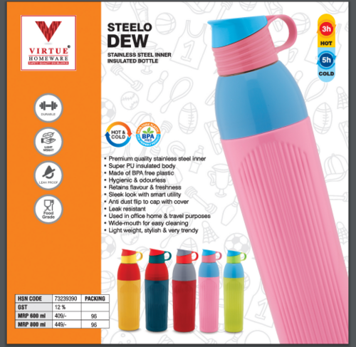 STEELO DEW VIRTUE HOMEWARE ST. STEEL INNER INSULATED BOTTLE