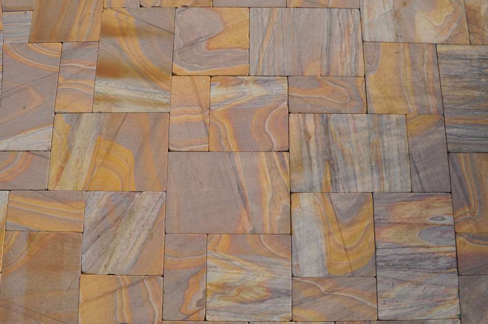 Indian Sandstone Rainbow Sawn Honed Tiles Outdoor Wall Cladding Garden Paving Slabs Mix Size Patio Pack Walkway Pavers Pavement
