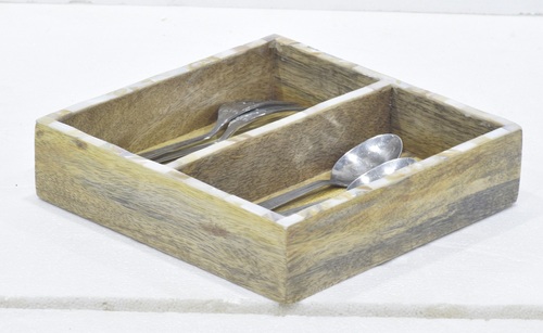 9 Inch Wooden Natural Finish MOP Tray