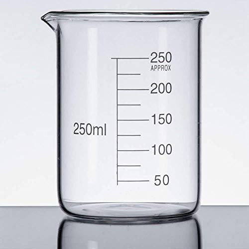 250ml Beaker - Glass Material, 250 Milliliter Capacity, Transparent Color | Ideal for Liquid Measurement and Laboratory Use