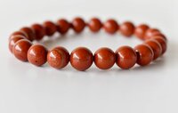Red Jasper Bracelet - 7-7.5 Inches, 4mm-10mm Natural Gemstone Beaded Jewelry, 30g Weight, Round Shape