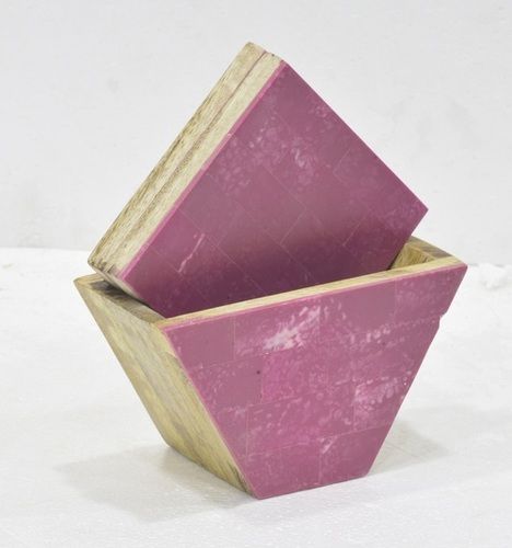 Wooden Pink Coaster With Box