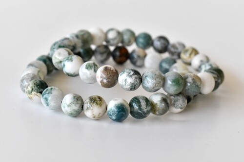 Tree Agate Bracelet Crystal Beaded Bracelet