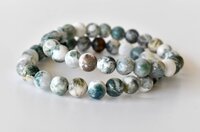 Tree Agate Bracelet Crystal Beaded Bracelet - Natural Gemstones, Bead Sizes: 4mm, 6mm, 8mm, 10mm | Bracelet Length: 7-7.5 Inches, Weight: 30g, Round Shape