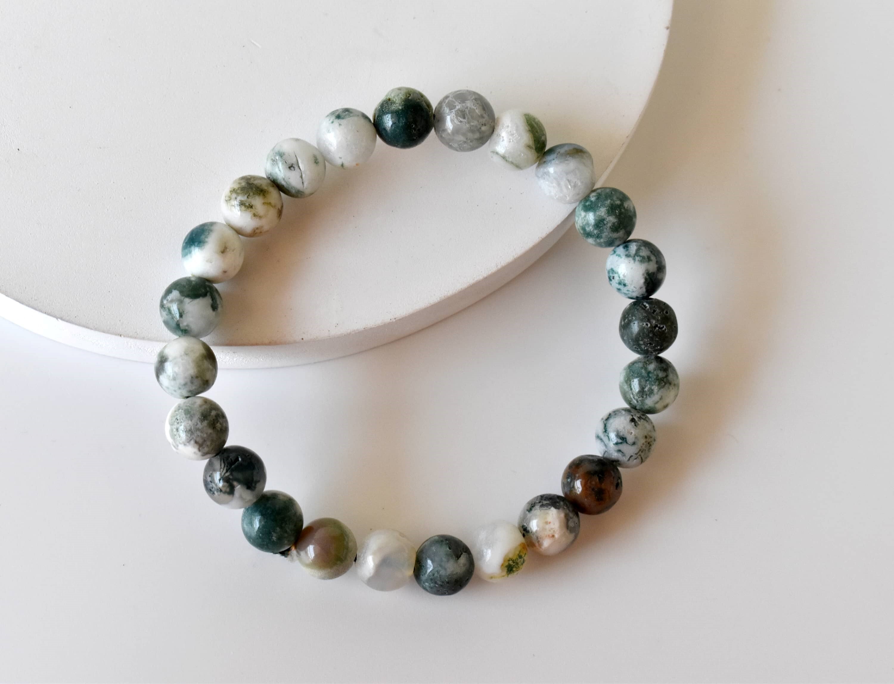 Tree Agate Bracelet Crystal Beaded Bracelet