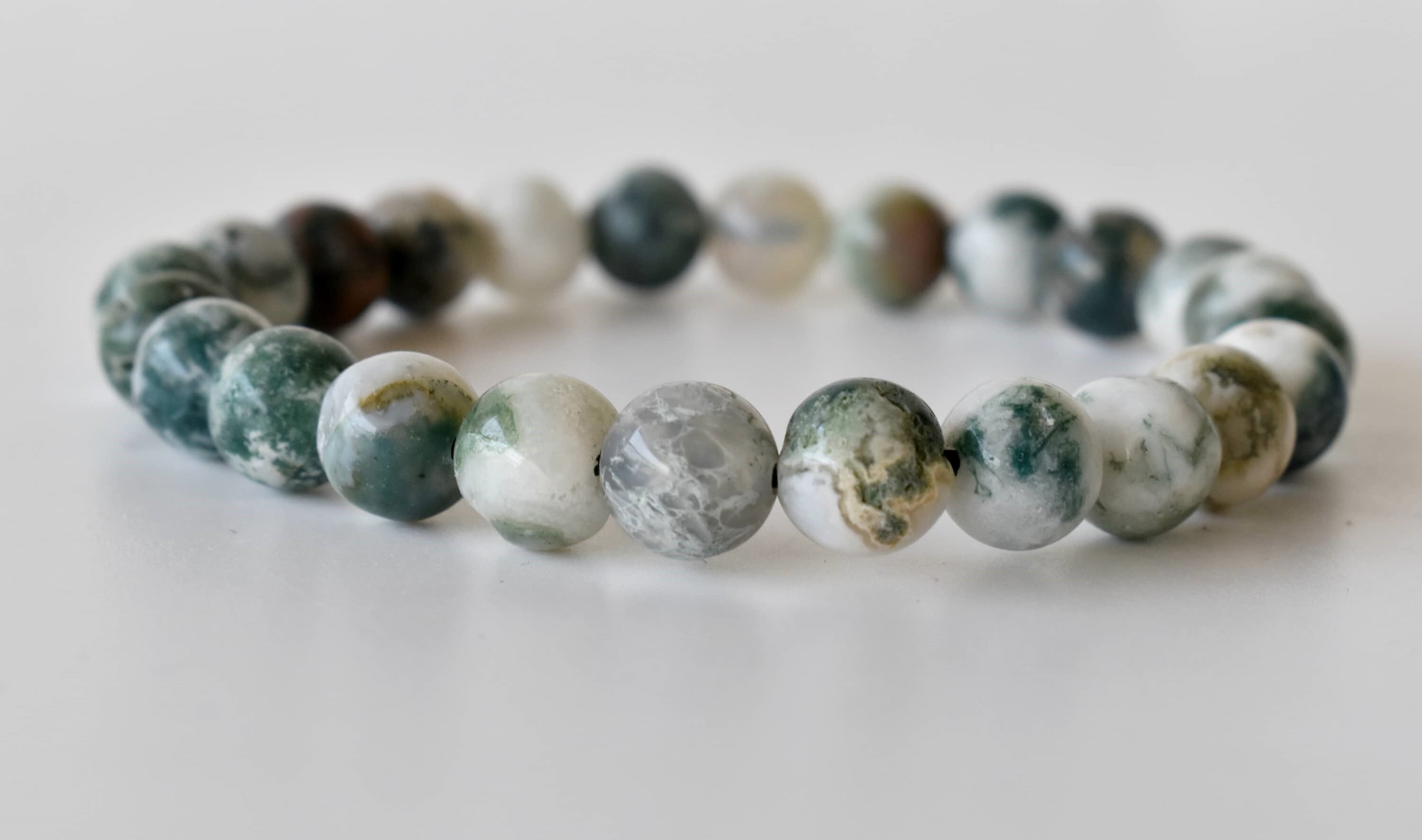 Tree Agate Bracelet Crystal Beaded Bracelet