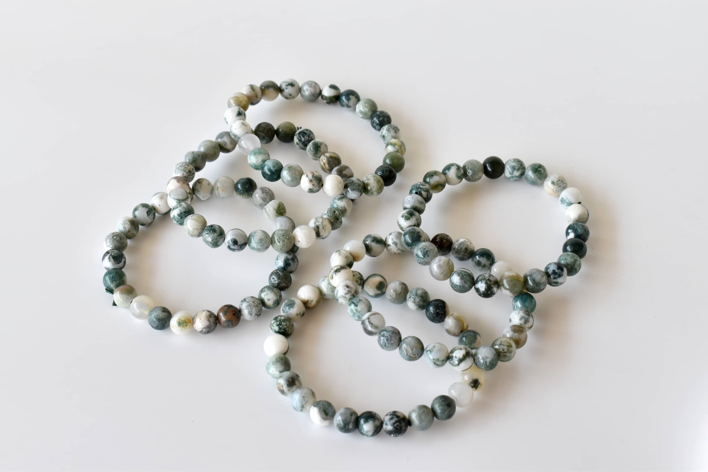 Tree Agate Bracelet Crystal Beaded Bracelet