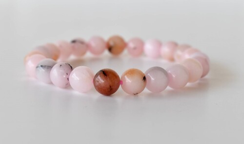 Pink Opal Bracelet Crystal Beaded Bracelet