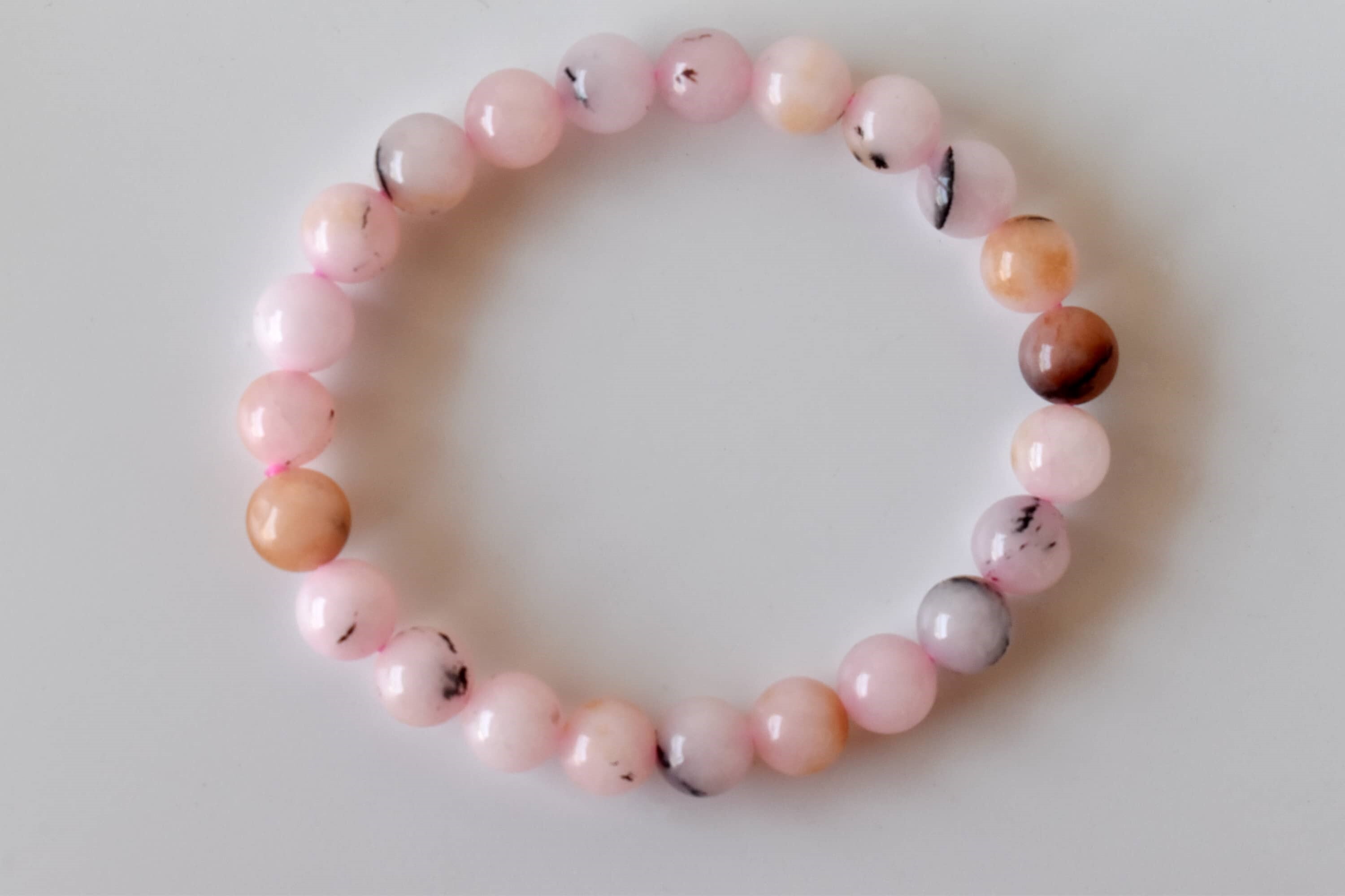 Pink Opal Bracelet Crystal Beaded Bracelet