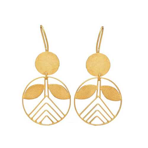 gold plated drop leaf earring set