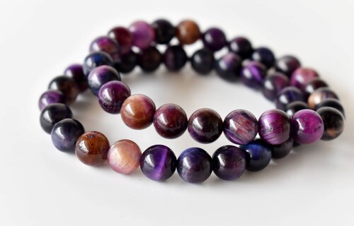 Tiger Cats Eye Violet Bracelet Crystal Beaded Bracelet