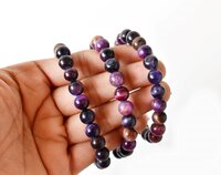 Tiger Cats Eye Violet Bracelet Crystal Beaded Bracelet