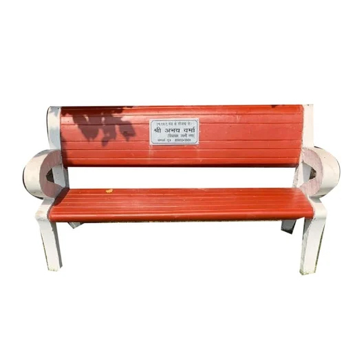 3 Seater Rcc Garden Bench - Color: Red And White