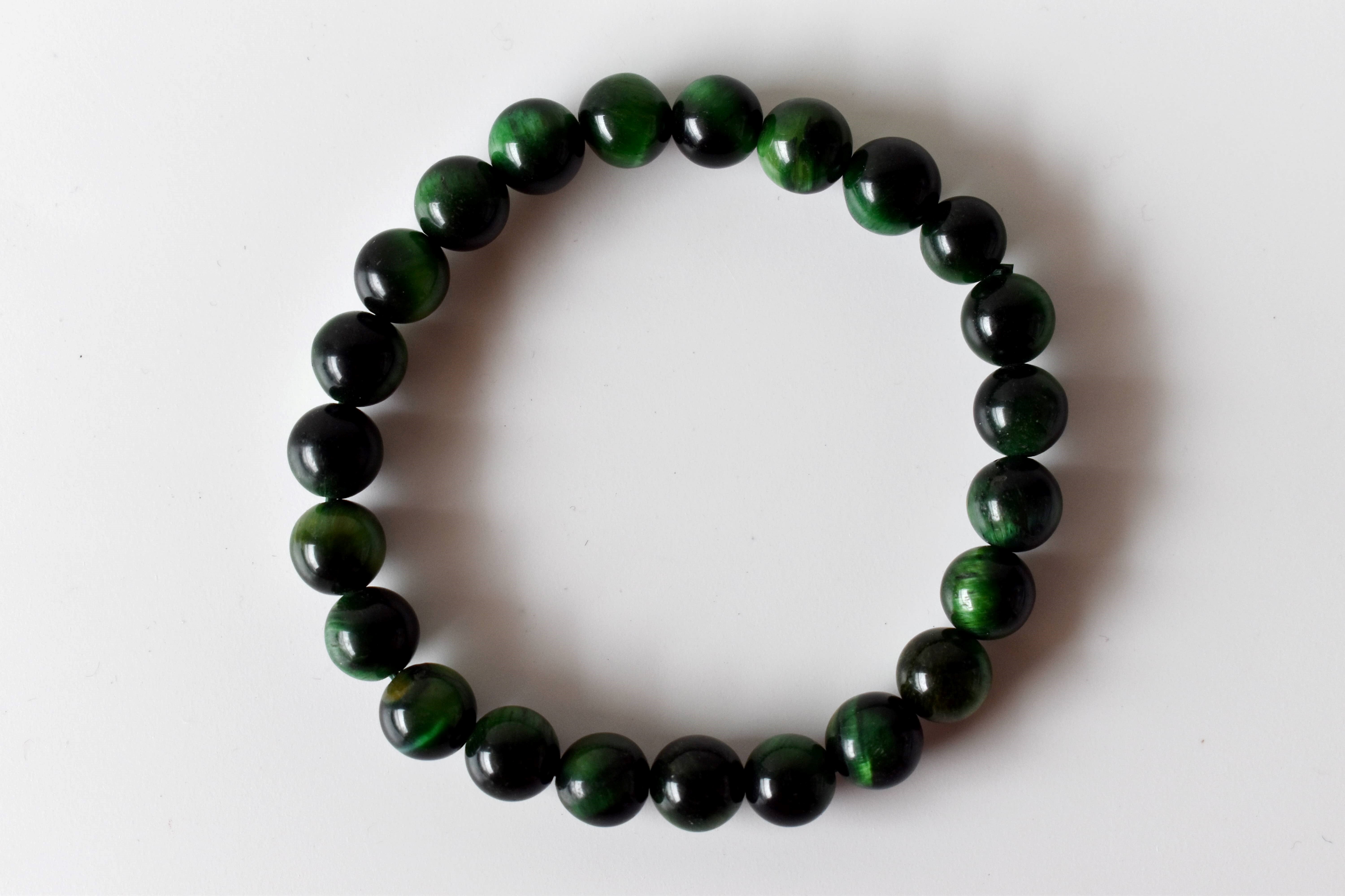 Tiger Cats Eye Green Bracelet Crystal Beaded Bracelet