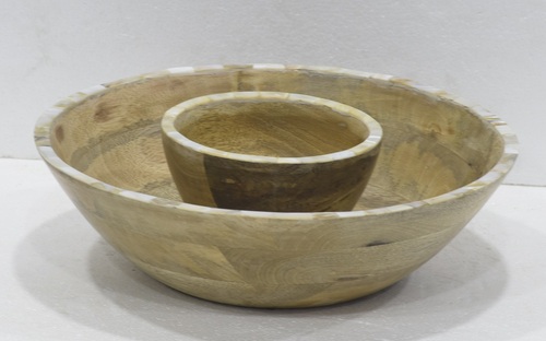 Wooden Natural Finish Mop Bowl - Color: Brown