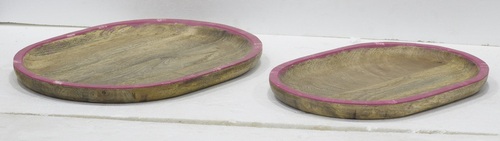 16 Inch Wooden Tray Set