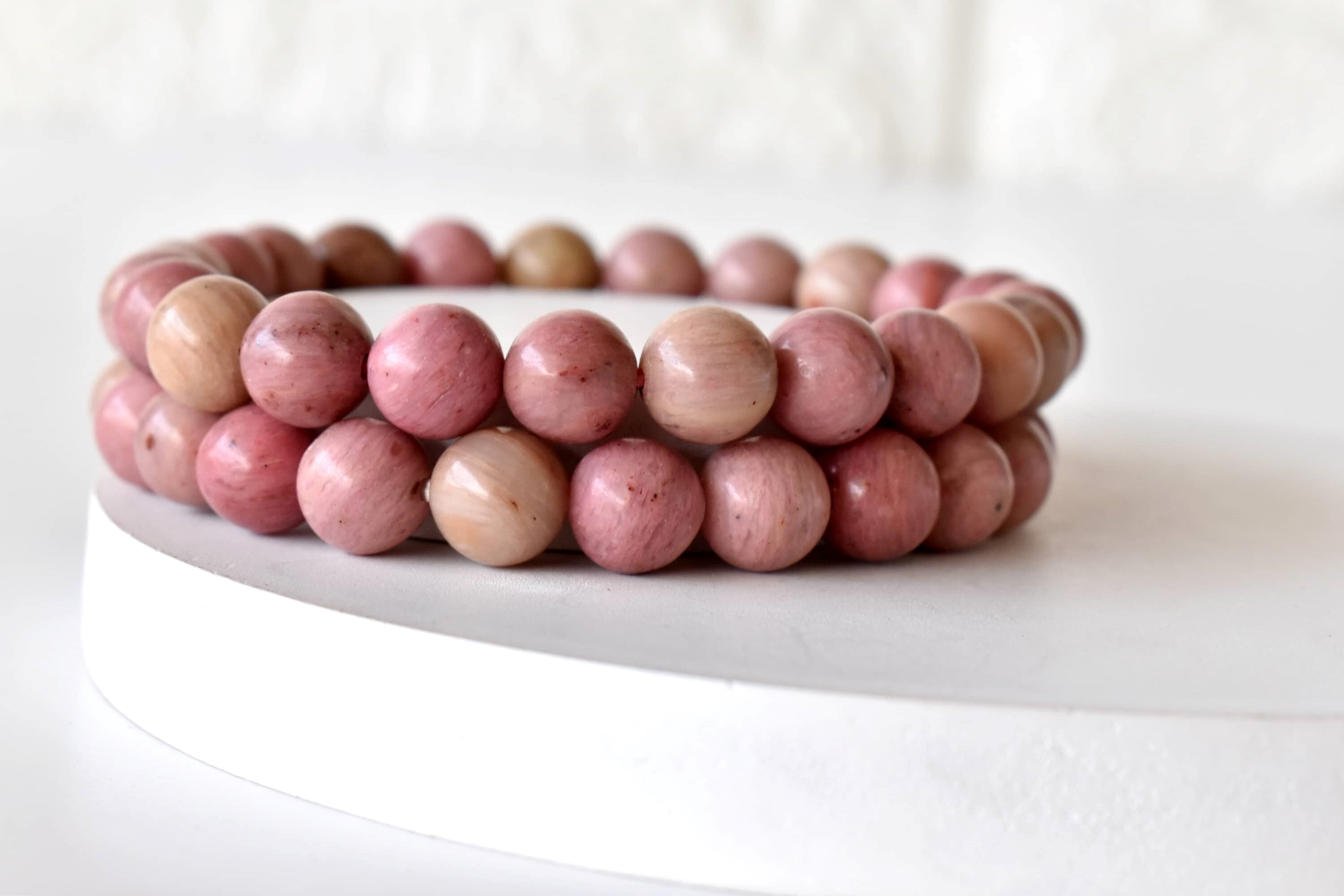 Rhodochrosite Bracelet Crystal Beaded Bracelet