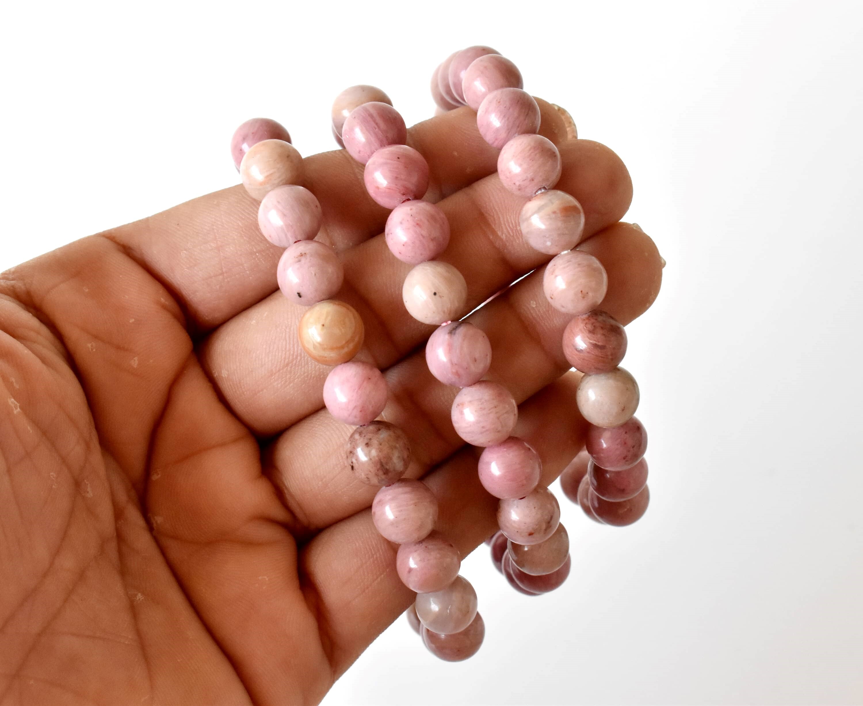 Rhodochrosite Bracelet Crystal Beaded Bracelet