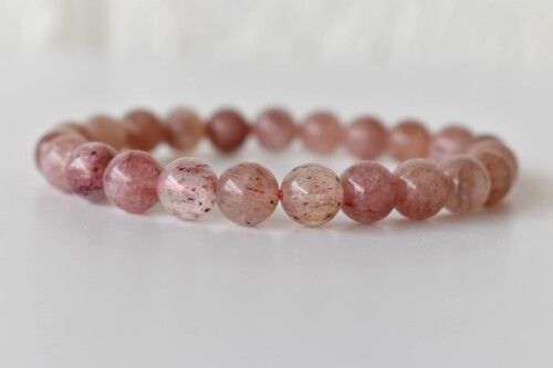 Strawberry Quartz Bracelet Crystal Beaded Bracelet